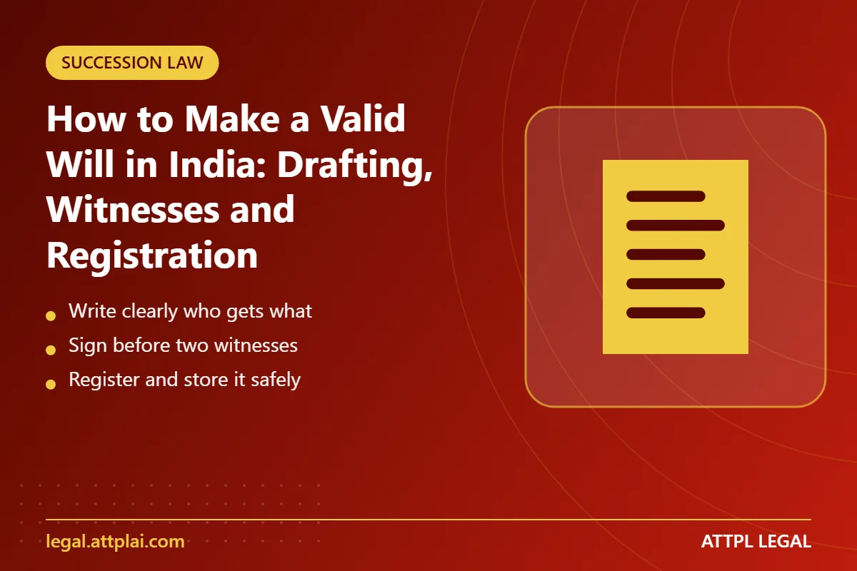 How to Make a Valid Will in India: Drafting, Witnesses and Registration - key points